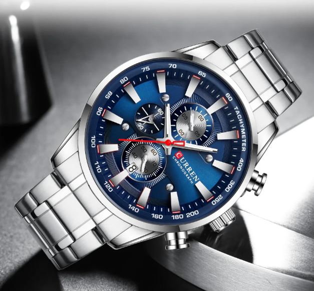 Montre pour Homme Curren 8351 Argent Fond Bleu