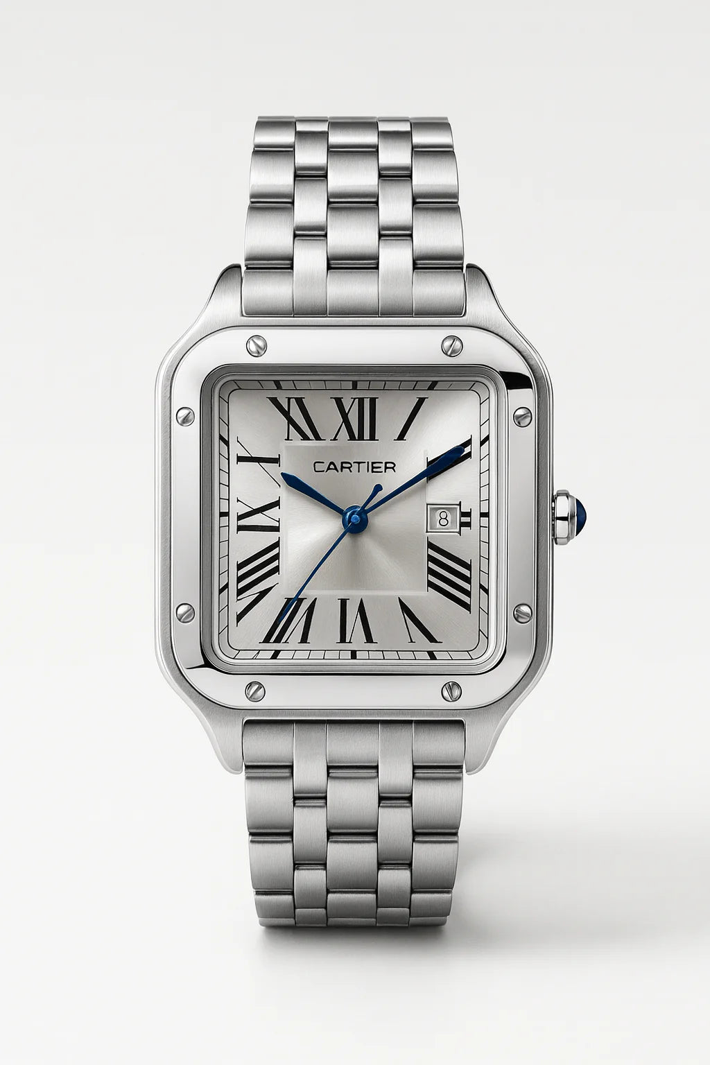 Montre Cartier Style Santos en Acier Inoxydable Argent – Design Classique et Intemporel