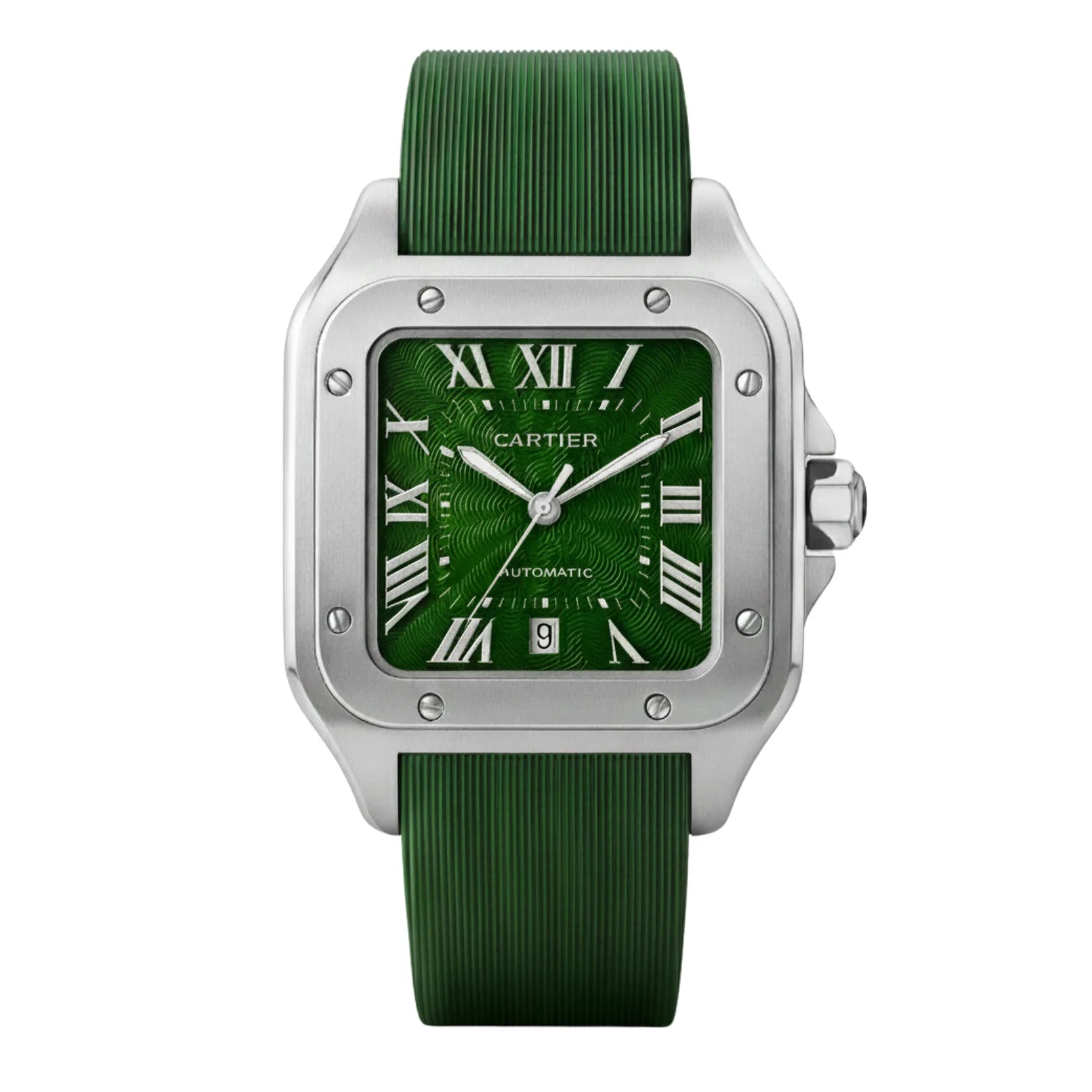 Montre Cartier Santos – Cadran Vert & Boîtier Argent | Édition Premium