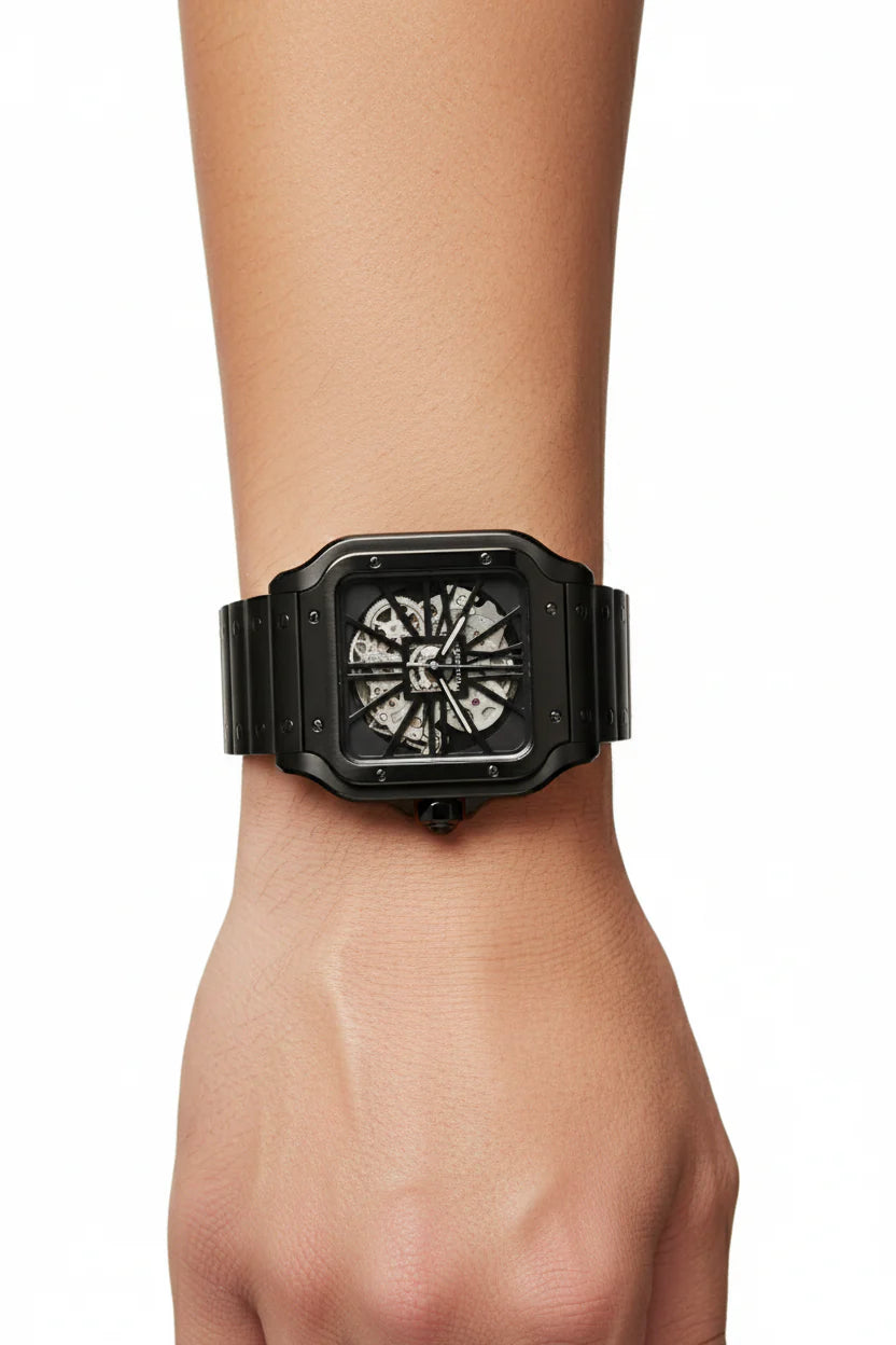 Cartier Santos Skeleton Noir – Edition Acier Black Metal