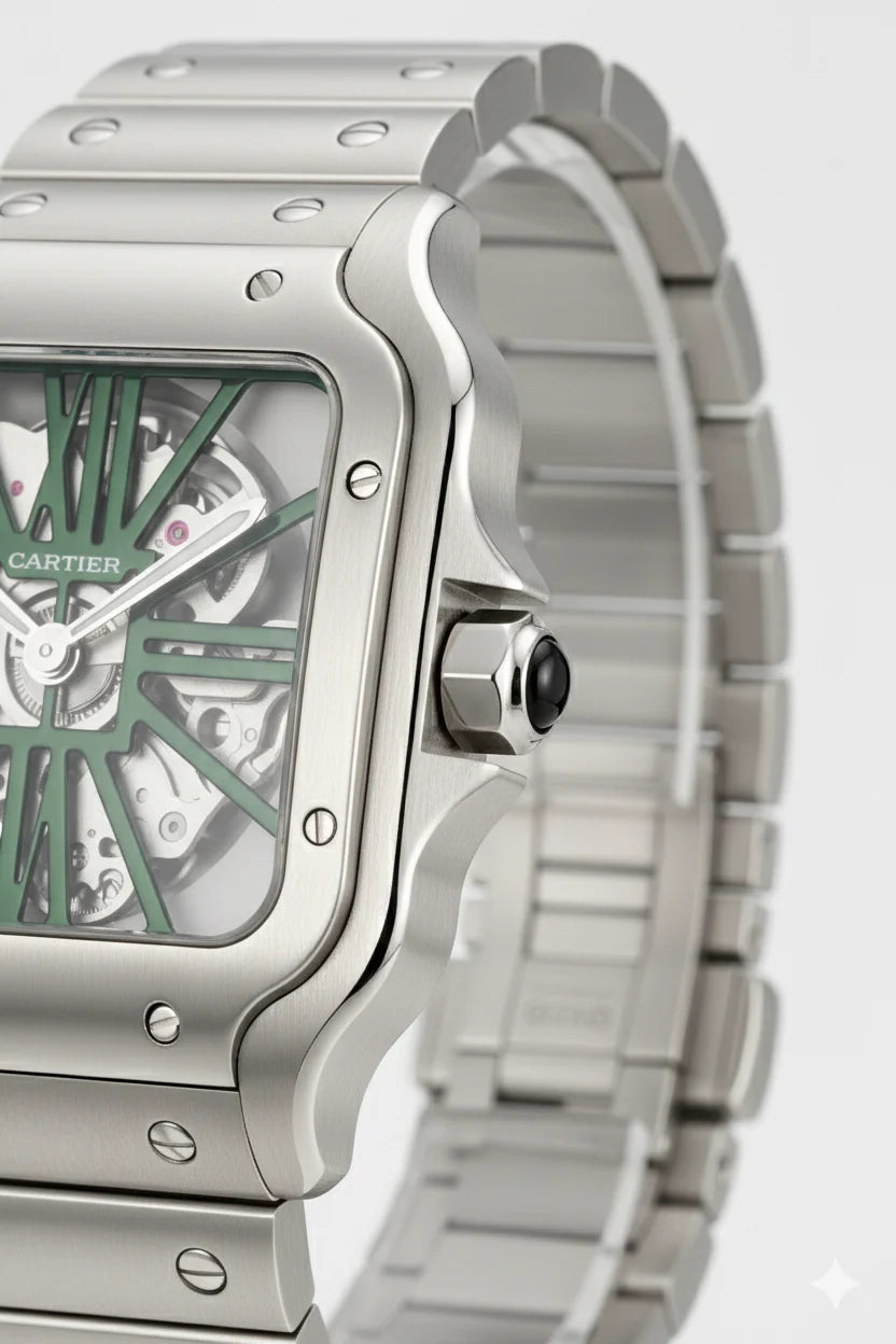Cartier Santos Skeleton Argent – Bracelet Acier Inoxydable