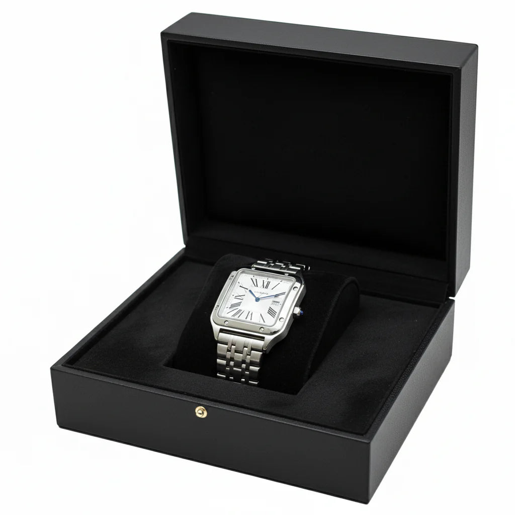 Montre Cartier Style Santos en Acier Inoxydable Argent – Design Classique et Intemporel