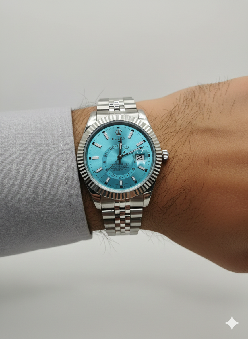 Rolex Sky-Dweller Luxury Watch - Turquoise Blue Dial with Jubilee Bracelet