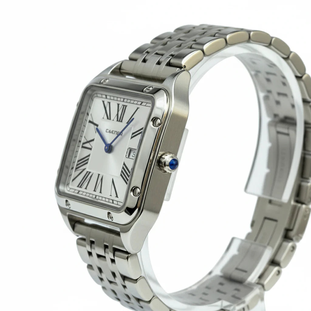 Montre Cartier Style Santos en Acier Inoxydable Argent – Design Classique et Intemporel